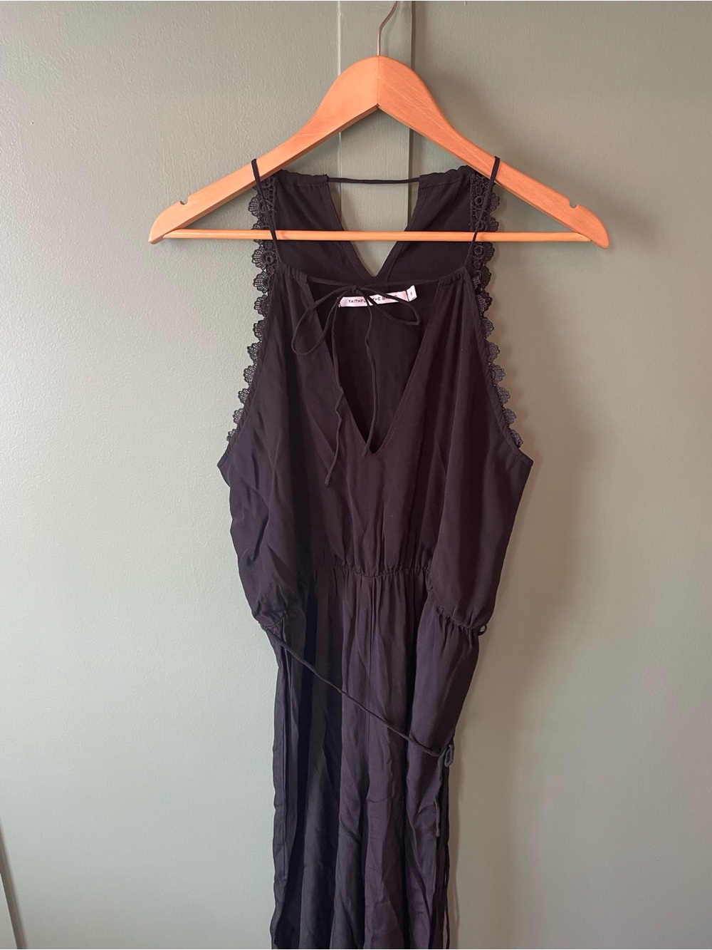 Faithfull the Brand Black Lace-Trim romper